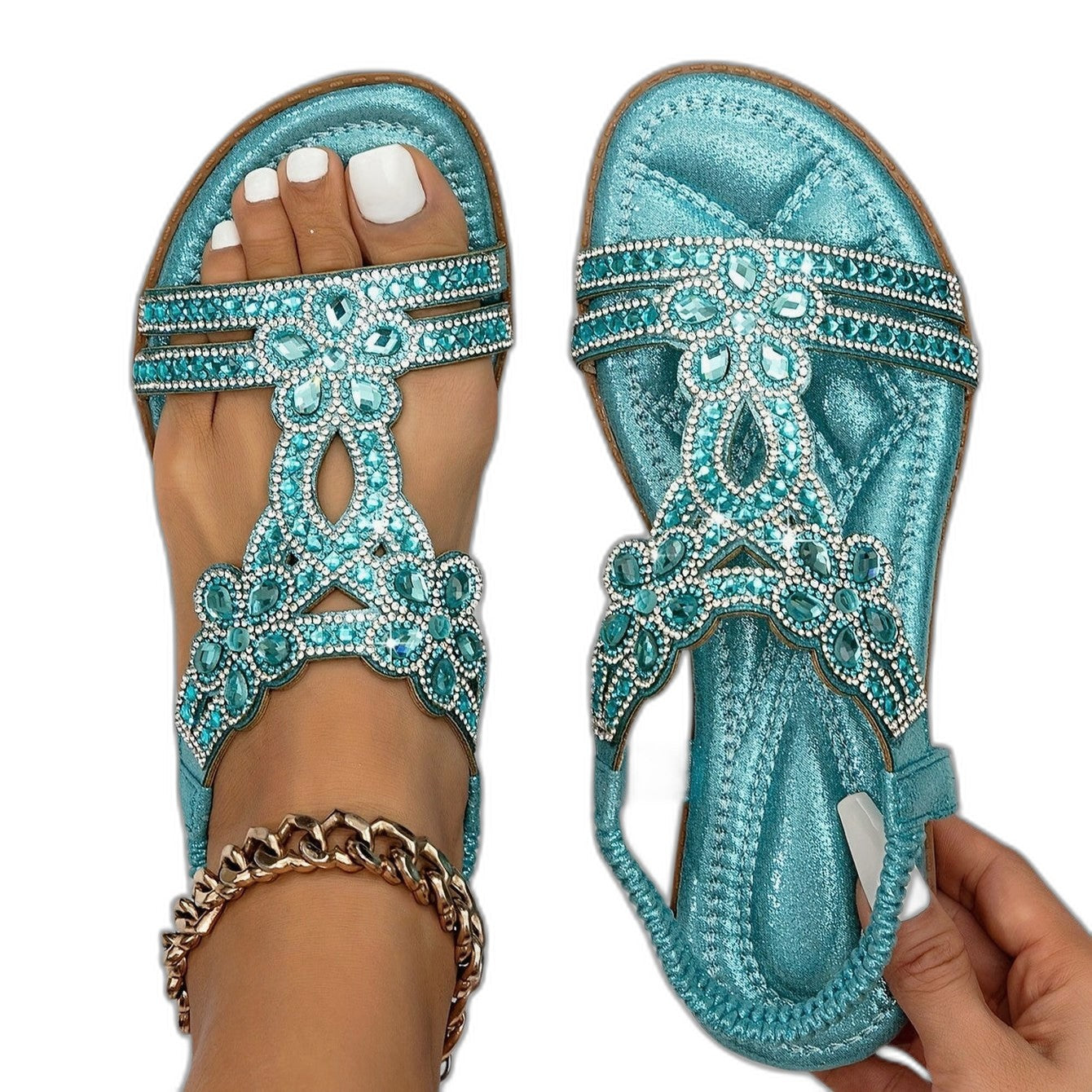 Comfortable Sandals for Women with Open Toe Studded Vacation Style