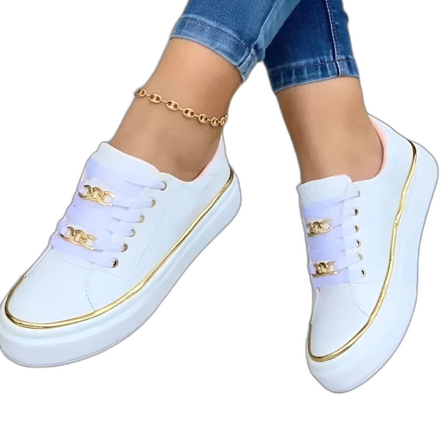 Comfortable Sneakers for Women with Platform Closed Toe Lace Up Casual Style