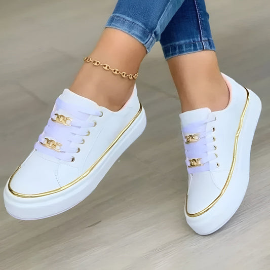 Comfortable Sneakers for Women with Platform Closed Toe Lace Up Casual Style