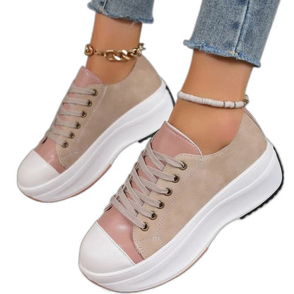 Comfortable Sneakers for Women with Platform Closed Toe Lace Up Casual Style