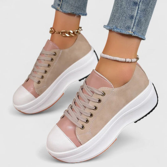 Comfortable Sneakers for Women with Platform Closed Toe Lace Up Casual Style