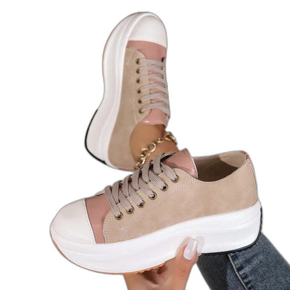 Comfortable Sneakers for Women with Platform Closed Toe Lace Up Casual Style