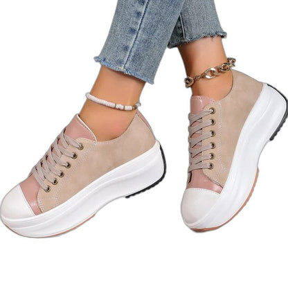 Comfortable Sneakers for Women with Platform Closed Toe Lace Up Casual Style