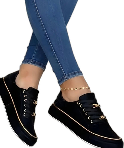Comfortable Sneakers for Women with Platform Closed Toe Lace Up Casual Style