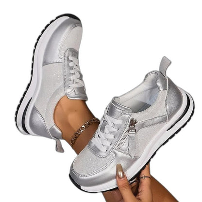 Comfortable Sneakers for Women with Platform Closed Toe Lace Up Casual Style