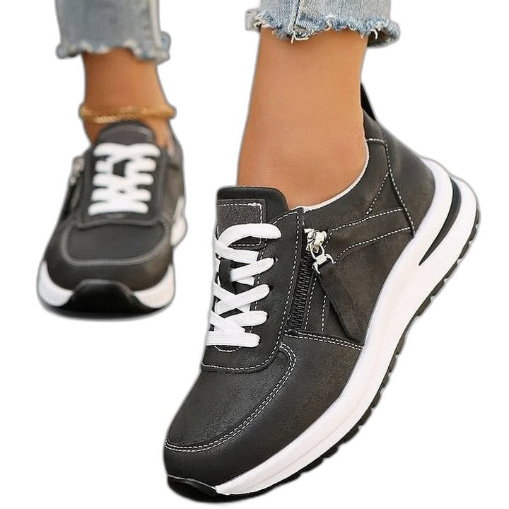 Comfortable Sneakers for Women with Platform Closed Toe Lace Up Casual Style