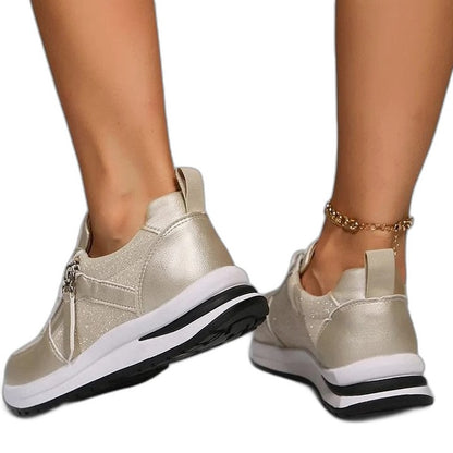 Comfortable Sneakers for Women with Platform Closed Toe Lace Up Casual Style