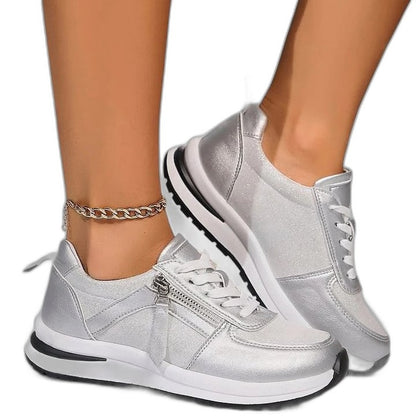 Comfortable Sneakers for Women with Platform Closed Toe Lace Up Casual Style