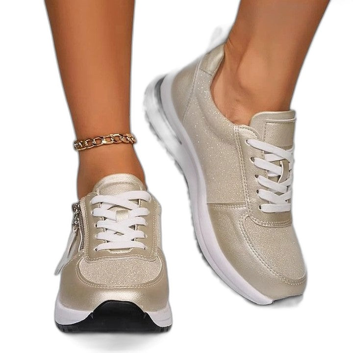 Comfortable Sneakers for Women with Platform Closed Toe Lace Up Casual Style