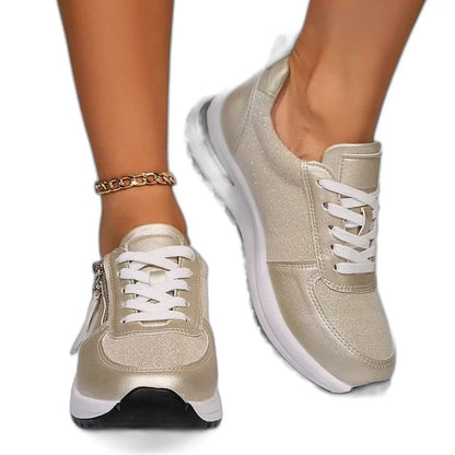 Comfortable Sneakers for Women with Platform Closed Toe Lace Up Casual Style