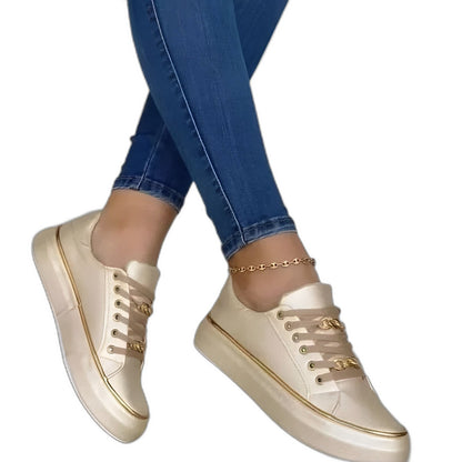 Comfortable Sneakers for Women with Platform Closed Toe Lace Up Casual Style