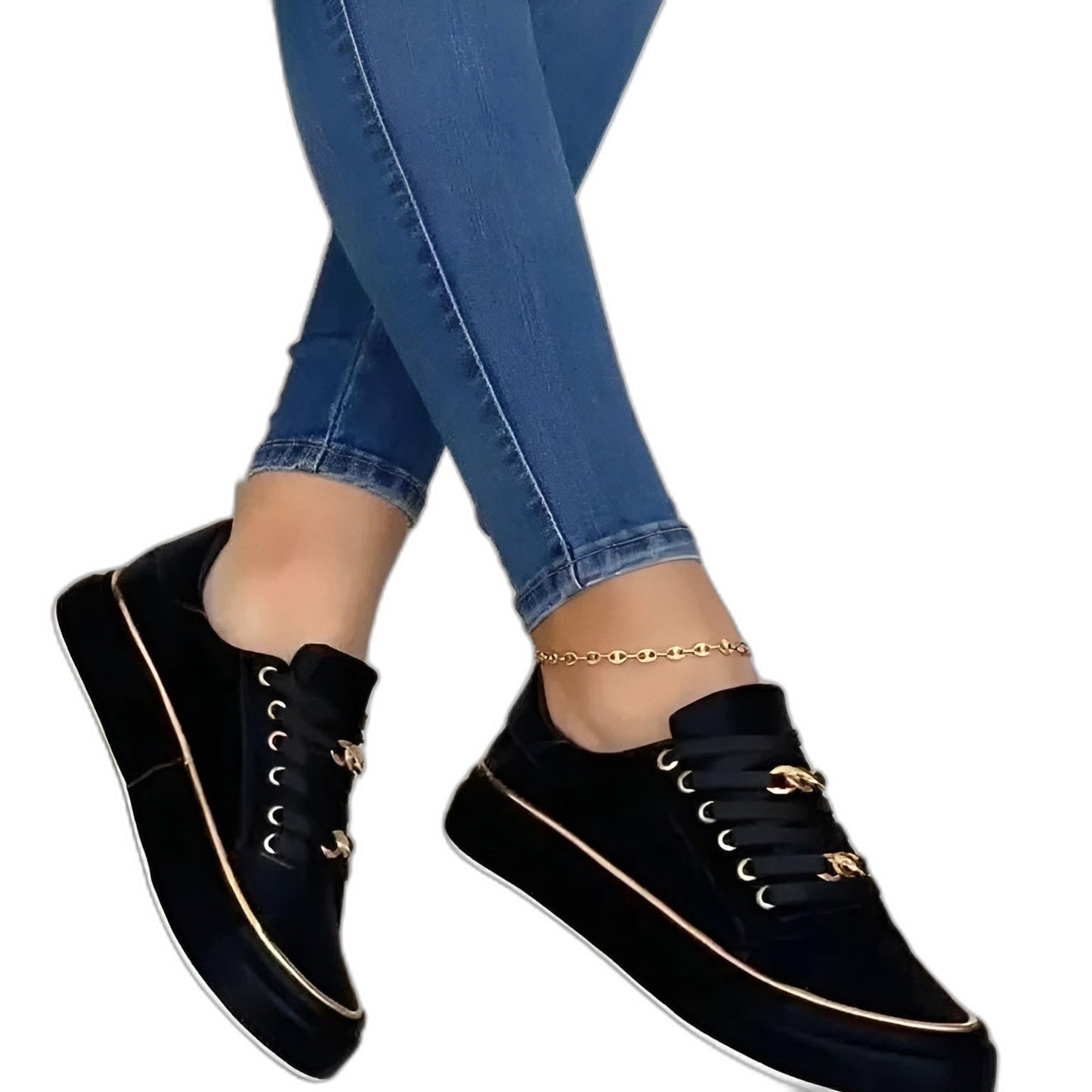 Comfortable Sneakers for Women with Platform Closed Toe Lace Up Casual Style