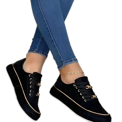 Comfortable Sneakers for Women with Platform Closed Toe Lace Up Casual Style