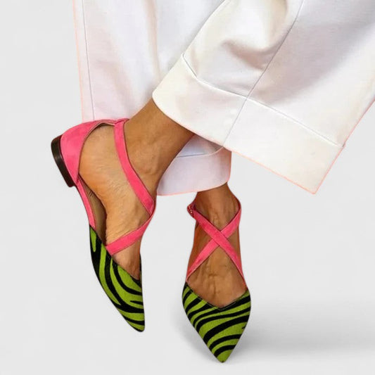 Comfortable Striped Flats for Women with Slingback Pointed Toe Casual Style