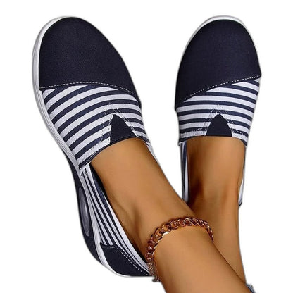 Comfortable Striped Sneakers for Women with Platform Closed Toe Casual Style