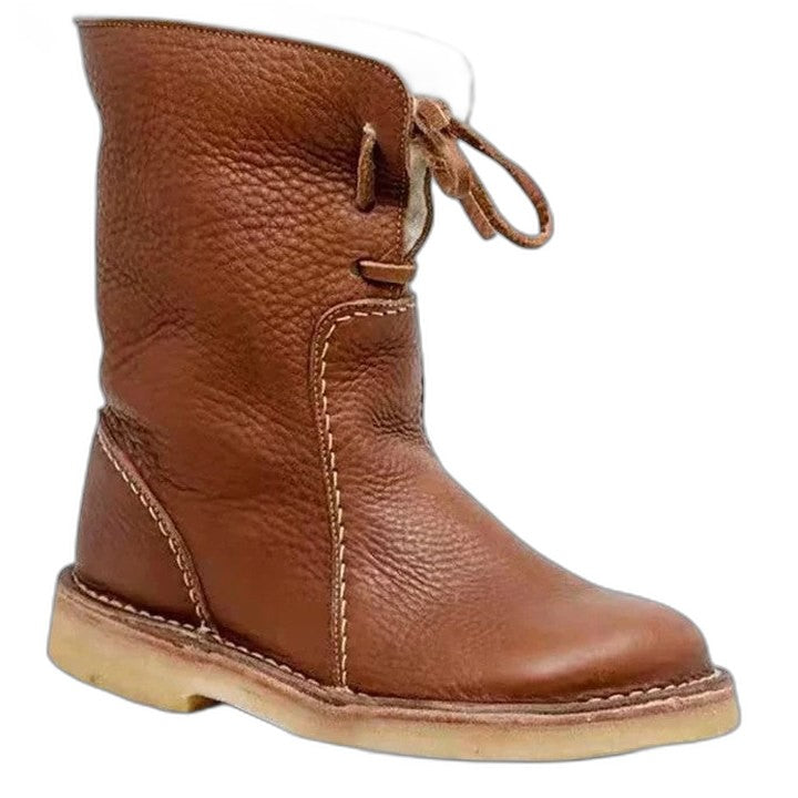 Comfortable Suede Ankle Boots for Women with Closed Toe Lace Up Fur Lined Casual Style