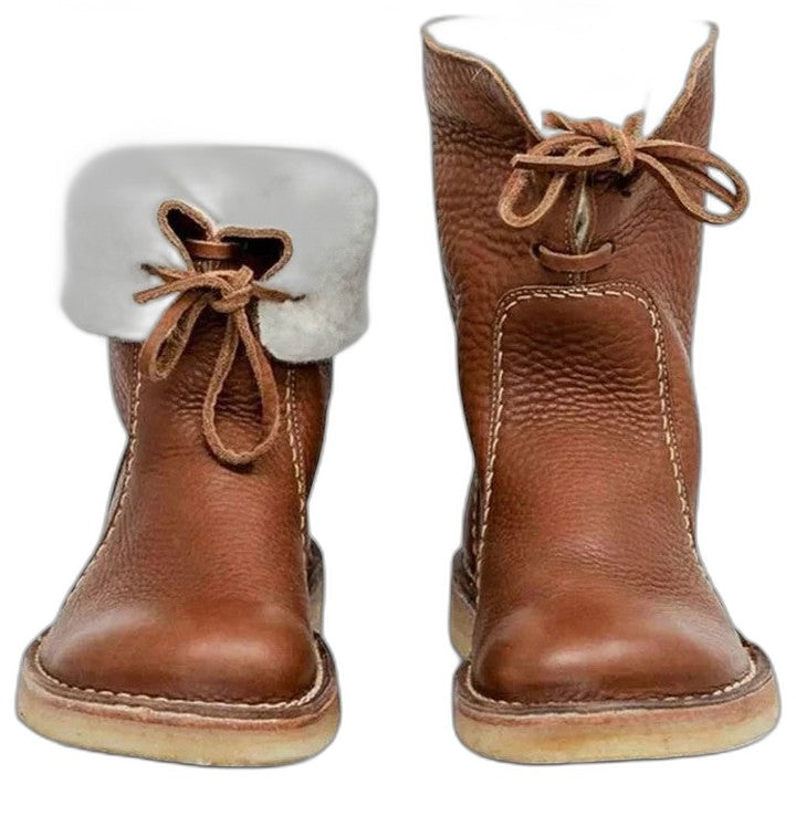 Comfortable Suede Ankle Boots for Women with Closed Toe Lace Up Fur Lined Casual Style