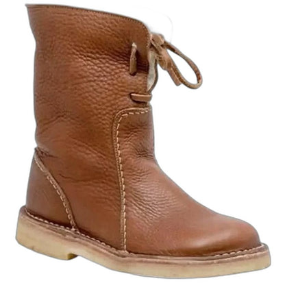 Comfortable Suede Ankle Boots for Women with Closed Toe Lace Up Fur Lined Casual Style