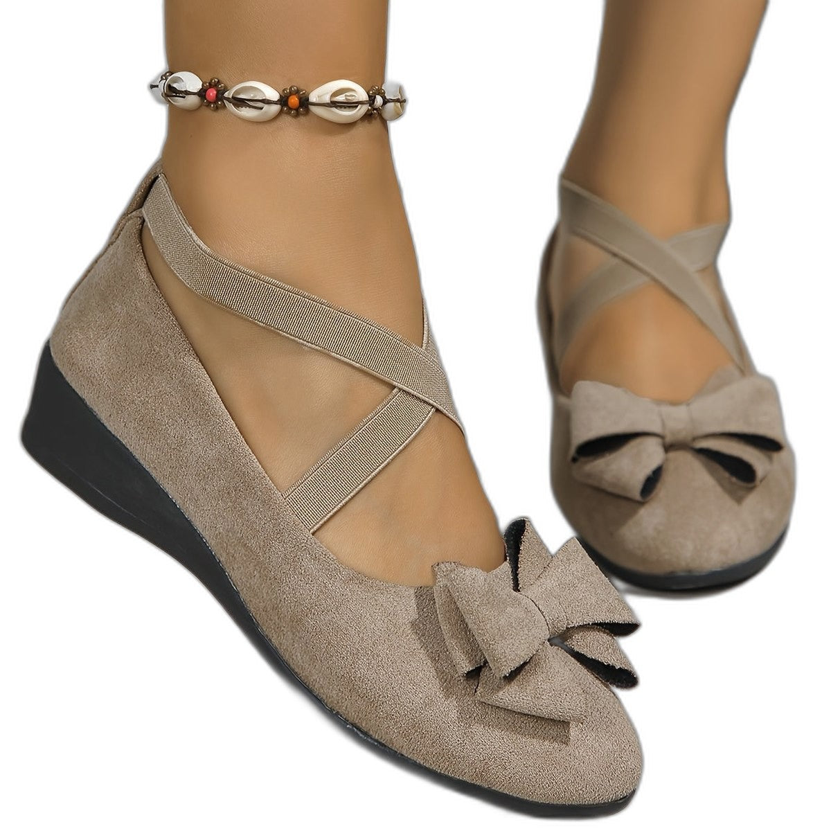 Comfortable Suede Flats for Women with Ankle Strap Closed Toe Casual Style
