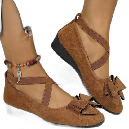 Comfortable Suede Flats for Women with Ankle Strap Closed Toe Casual Style
