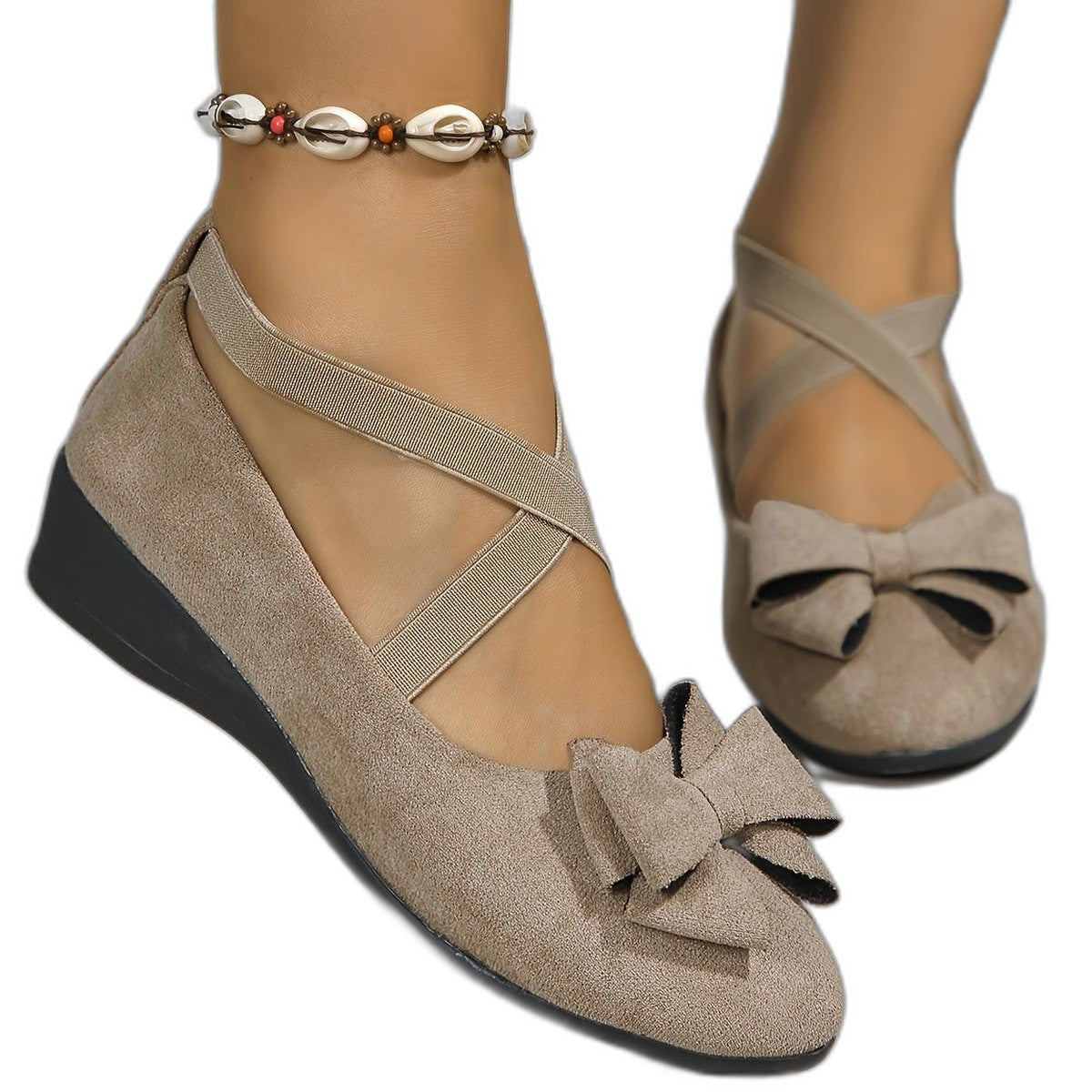 Comfortable Suede Flats for Women with Ankle Strap Closed Toe Casual Style