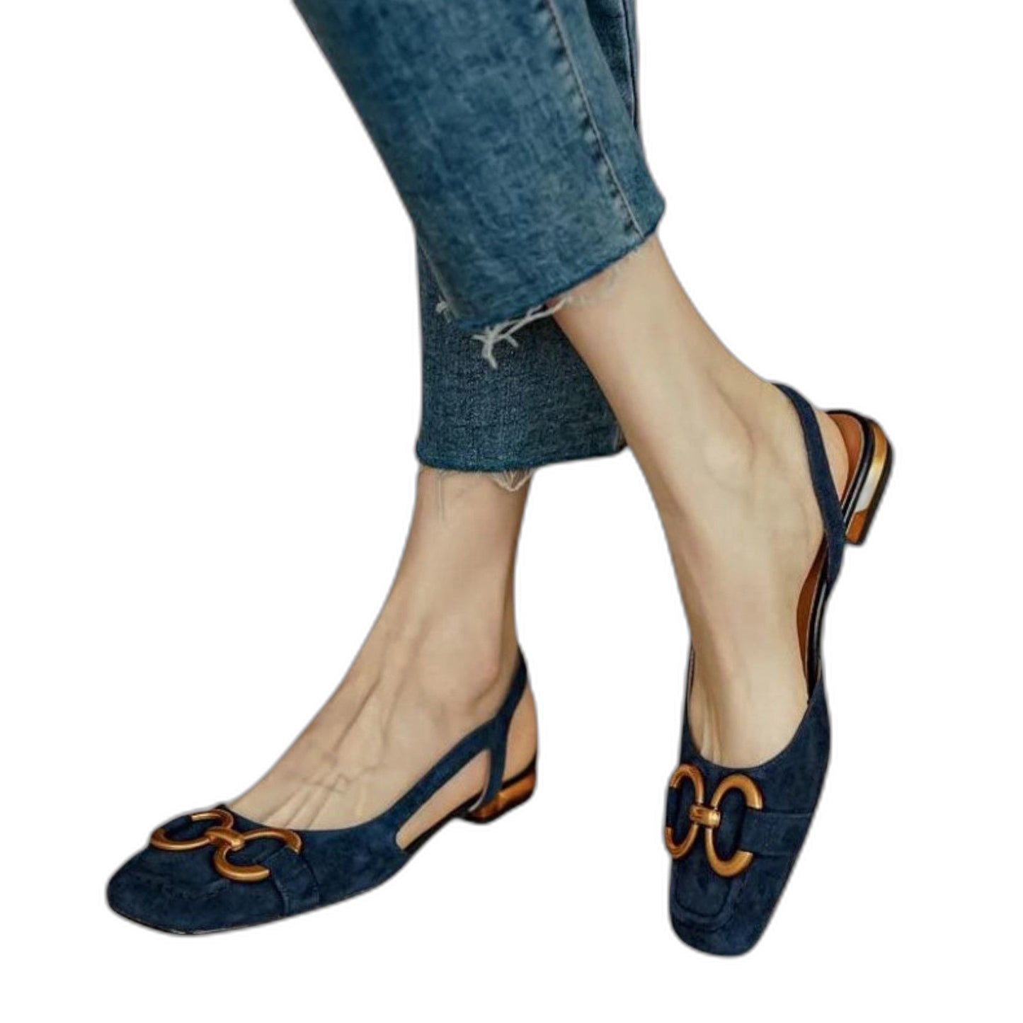 Comfortable Suede Flats for Women with Slingback Pointed Toe Casual Style
