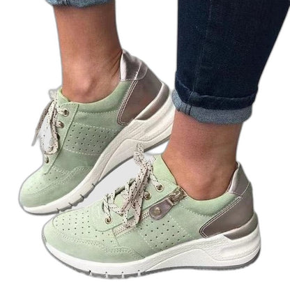 Comfortable Suede Sneakers for Women with Closed Toe Lace Up Casual Style