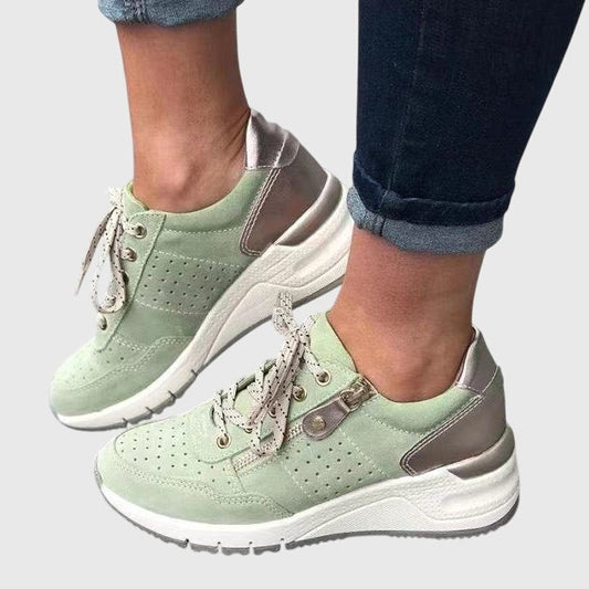 Comfortable Suede Sneakers for Women with Closed Toe Lace Up Casual Style