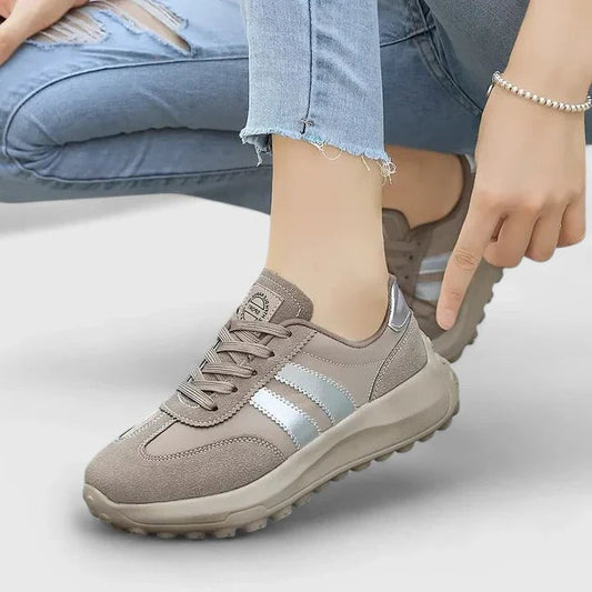 Comfortable Suede Sneakers for Women with Closed Toe Lace Up Casual Style