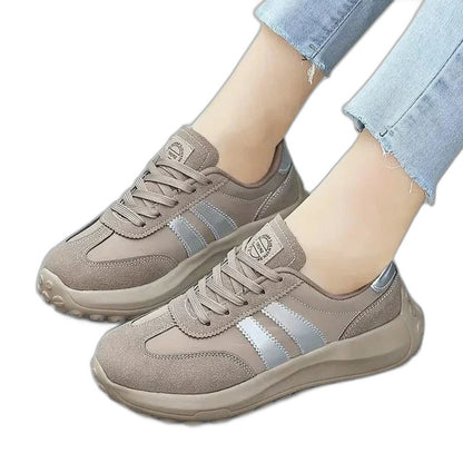 Comfortable Suede Sneakers for Women with Closed Toe Lace Up Casual Style