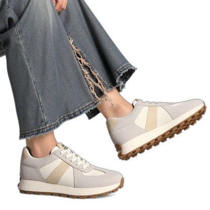 Comfortable Suede Sneakers for Women with Closed Toe Lace Up Casual Style