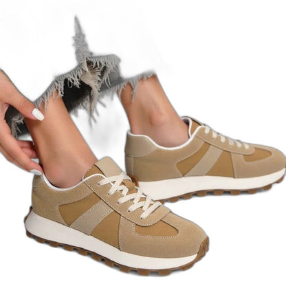 Comfortable Suede Sneakers for Women with Closed Toe Lace Up Casual Style