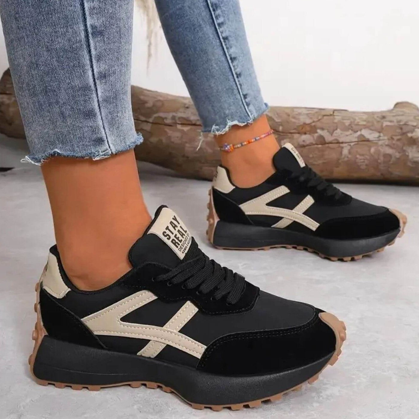 Comfortable Suede Sneakers for Women with Platform Closed Toe Lace Up Casual Style