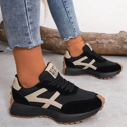 Comfortable Suede Sneakers for Women with Platform Closed Toe Lace Up Casual Style