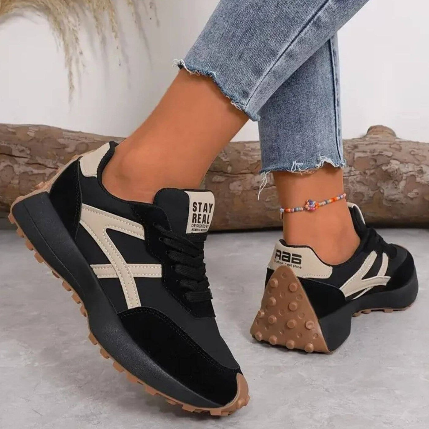 Comfortable Suede Sneakers for Women with Platform Closed Toe Lace Up Casual Style
