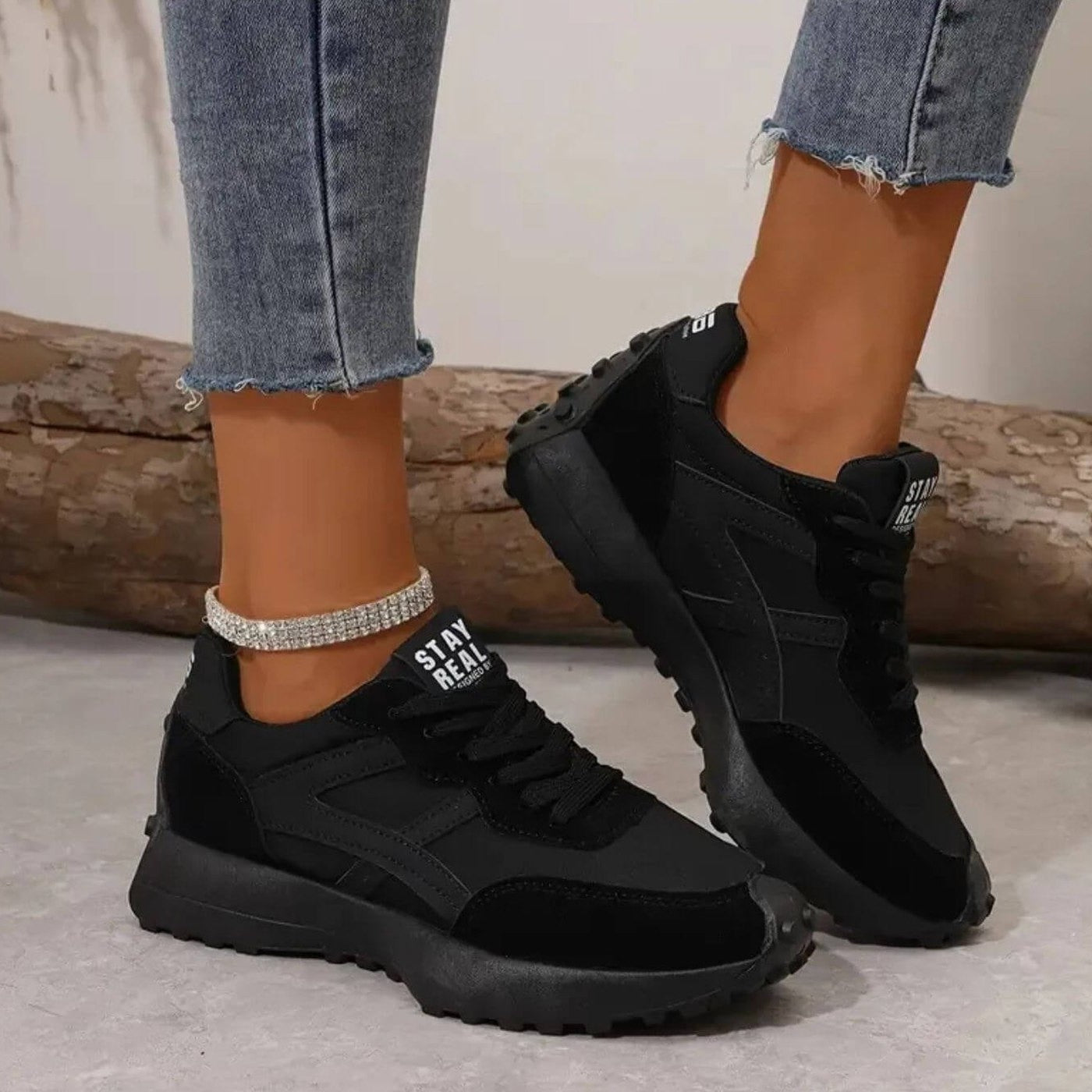 Comfortable Suede Sneakers for Women with Platform Closed Toe Lace Up Casual Style