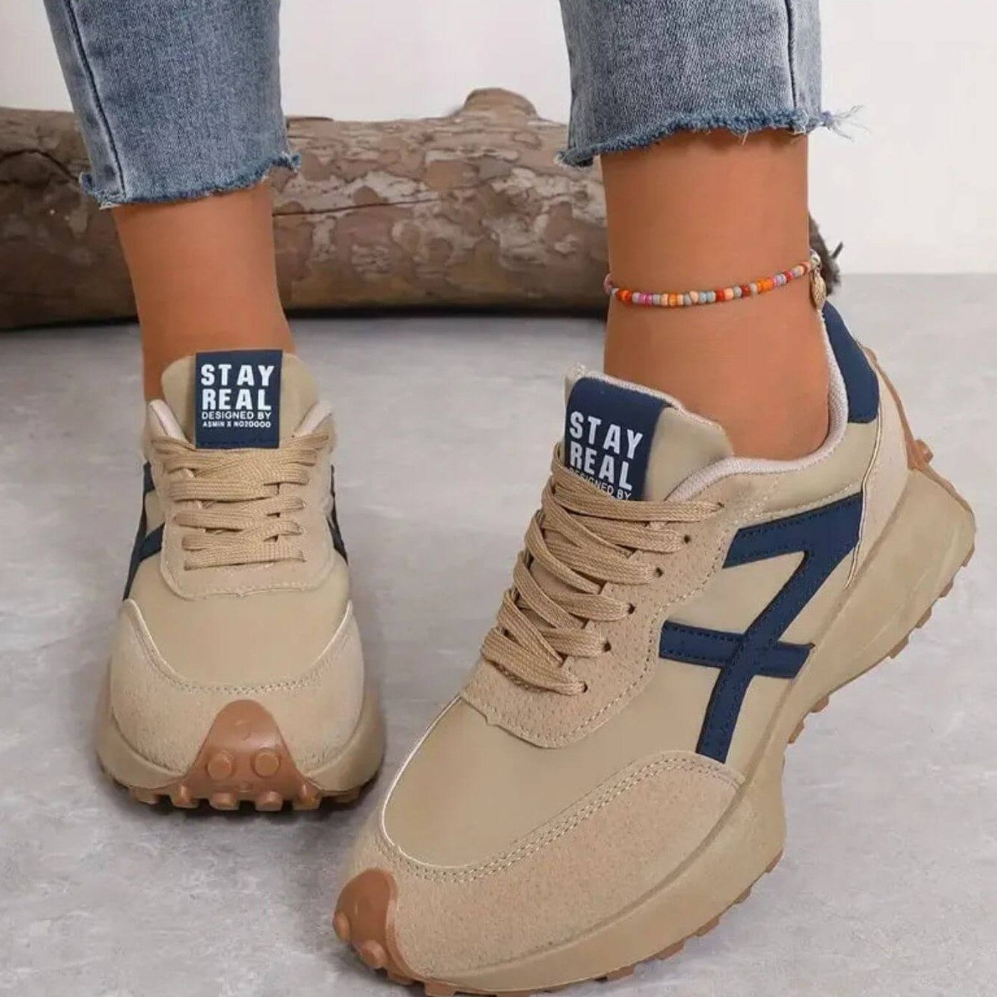 Comfortable Suede Sneakers for Women with Platform Closed Toe Lace Up Casual Style
