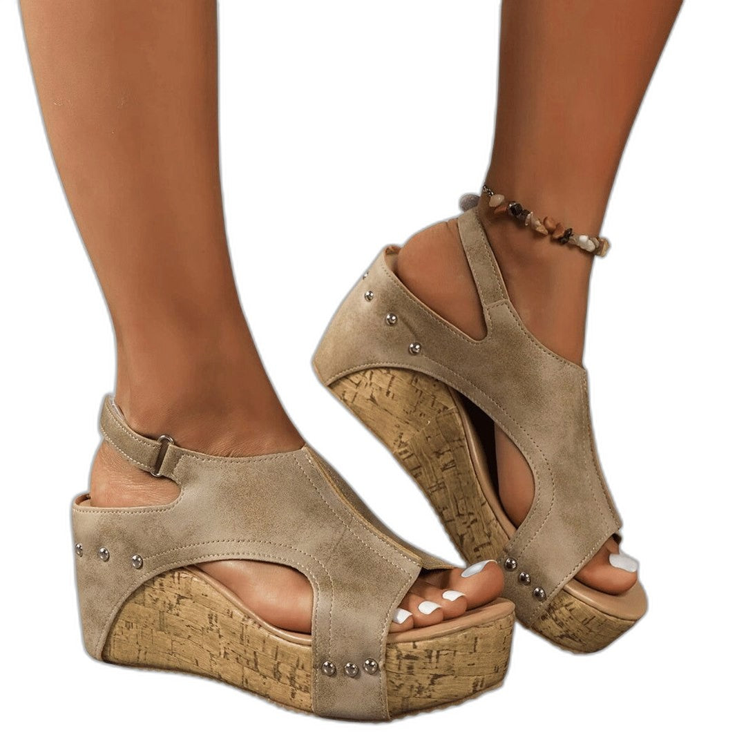 Comfortable Suede Wedge Sandals for Women with Platform Ankle Strap Open Toe Casual Style