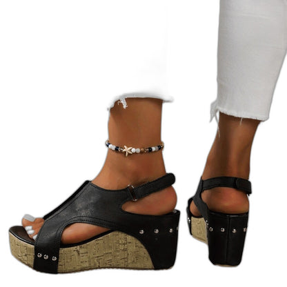 Comfortable Suede Wedge Sandals for Women with Platform Ankle Strap Open Toe Casual Style