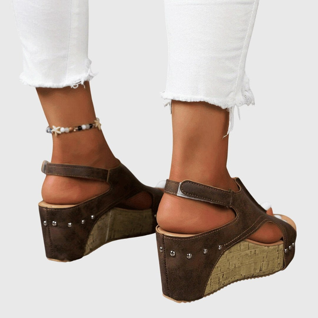 Comfortable Suede Wedge Sandals for Women with Platform Ankle Strap Open Toe Casual Style
