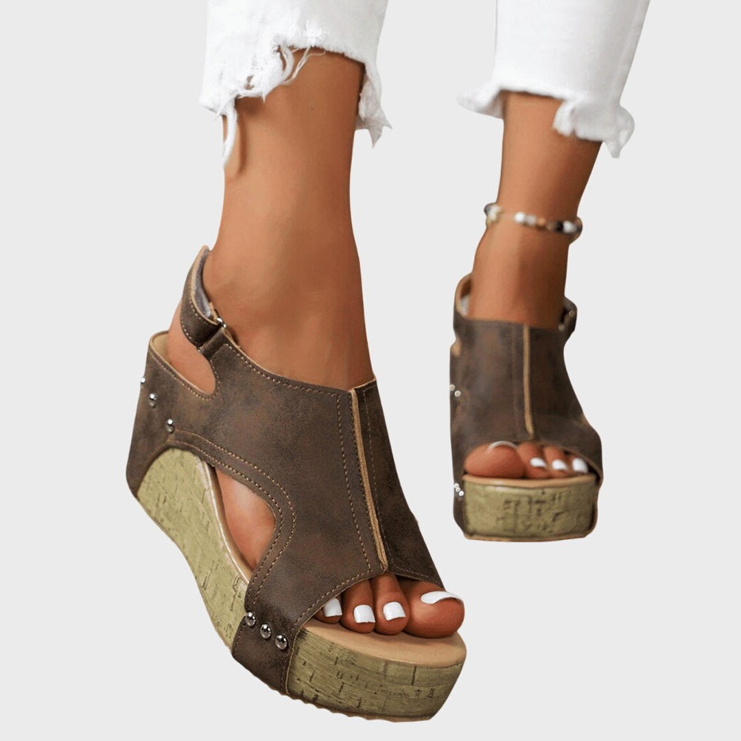 Comfortable Suede Wedge Sandals for Women with Platform Ankle Strap Open Toe Casual Style