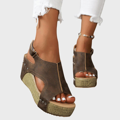 Comfortable Suede Wedge Sandals for Women with Platform Ankle Strap Open Toe Casual Style