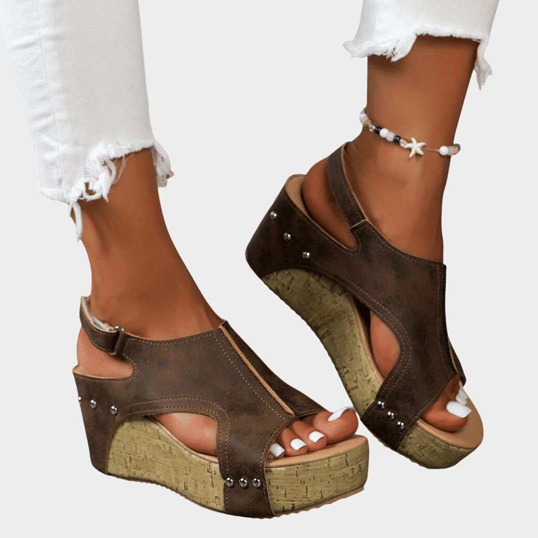 Comfortable Suede Wedge Sandals for Women with Platform Ankle Strap Open Toe Casual Style