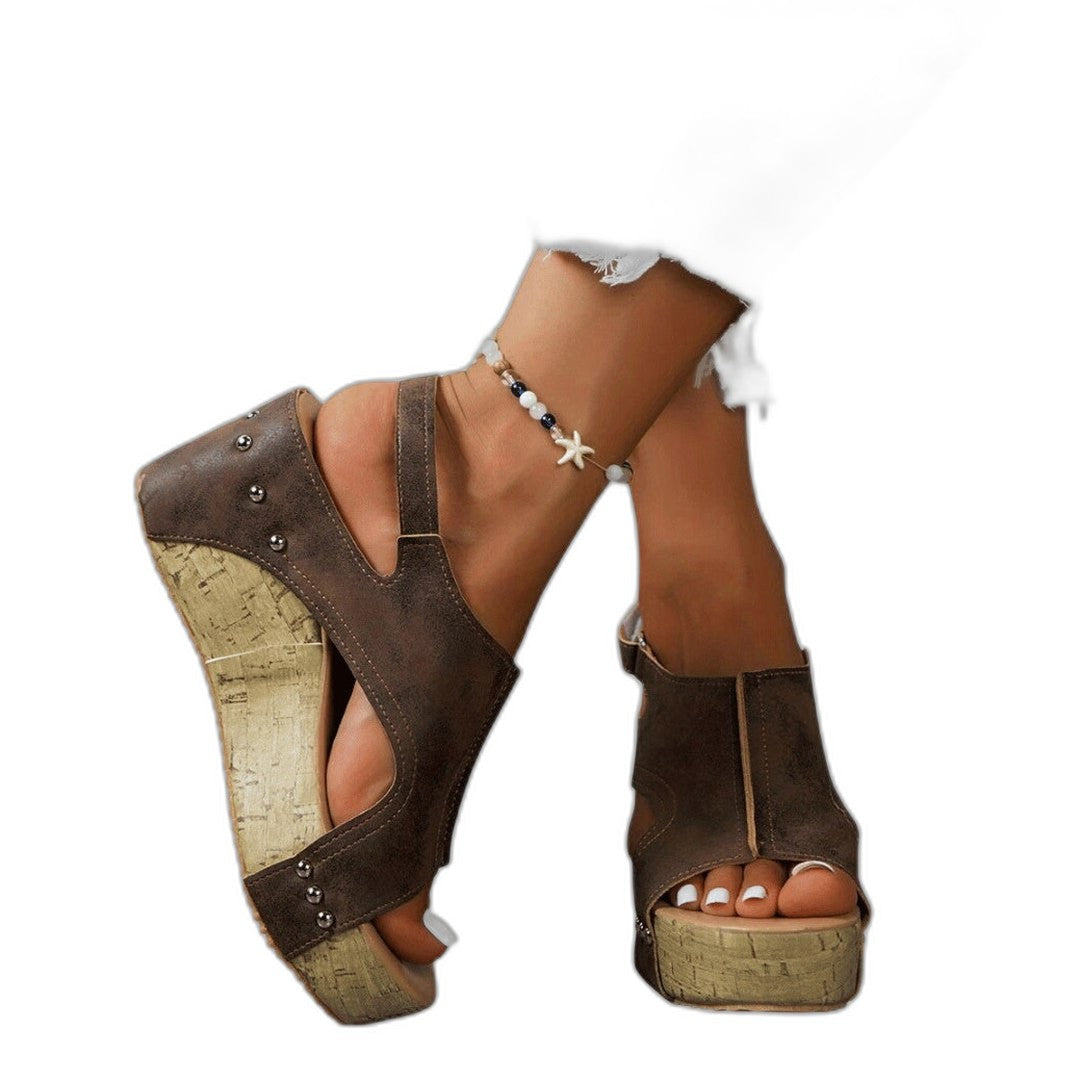 Comfortable Suede Wedge Sandals for Women with Platform Ankle Strap Open Toe Casual Style