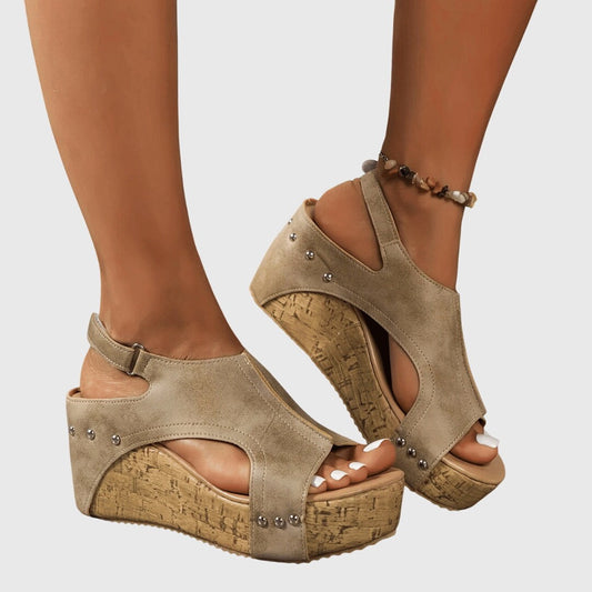 Comfortable Suede Wedge Sandals for Women with Platform Ankle Strap Open Toe Casual Style