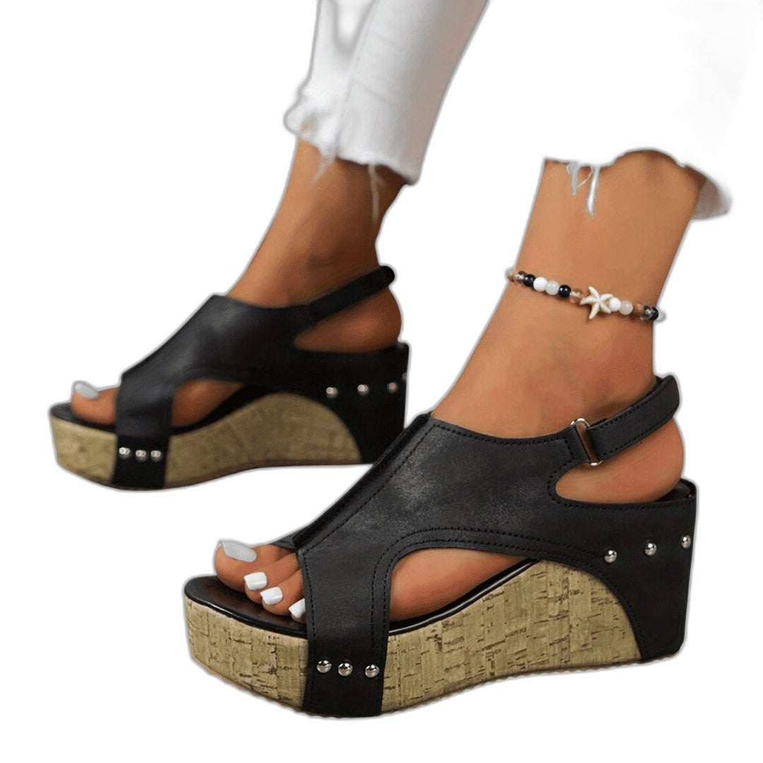 Comfortable Suede Wedge Sandals for Women with Platform Ankle Strap Open Toe Casual Style