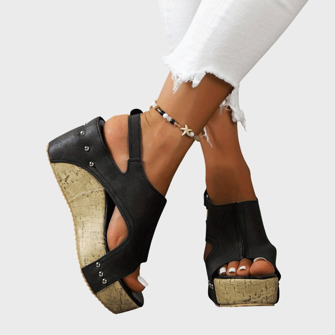 Comfortable Suede Wedge Sandals for Women with Platform Ankle Strap Open Toe Casual Style