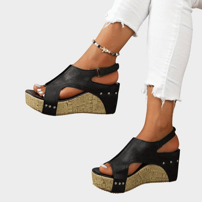 Comfortable Suede Wedge Sandals for Women with Platform Ankle Strap Open Toe Casual Style