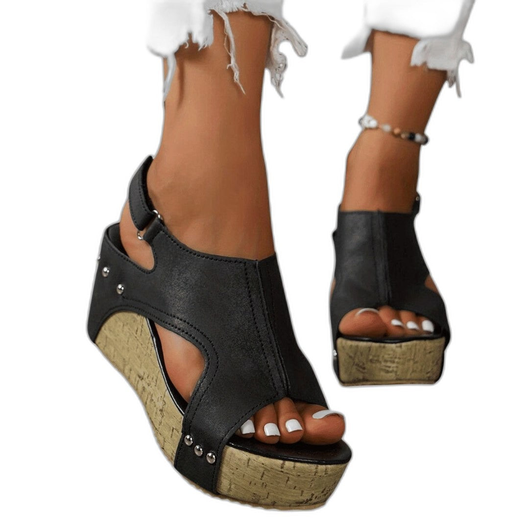 Comfortable Suede Wedge Sandals for Women with Platform Ankle Strap Open Toe Casual Style