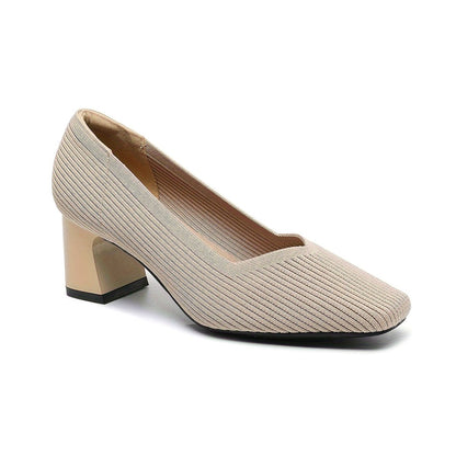Comfortable Tan Heels for Women with Block Heel Pointed Toe Office Style